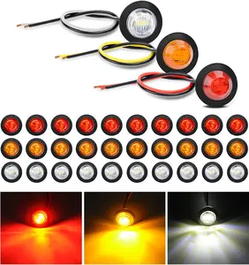 Nilight 30 PCS 3/4 in Round Clearance LED Marker Lights, Car Lighting Accessories, Amber/White/Red Bullet Side Lamp for Truck, RV, Boat Led Backlights Led Brake