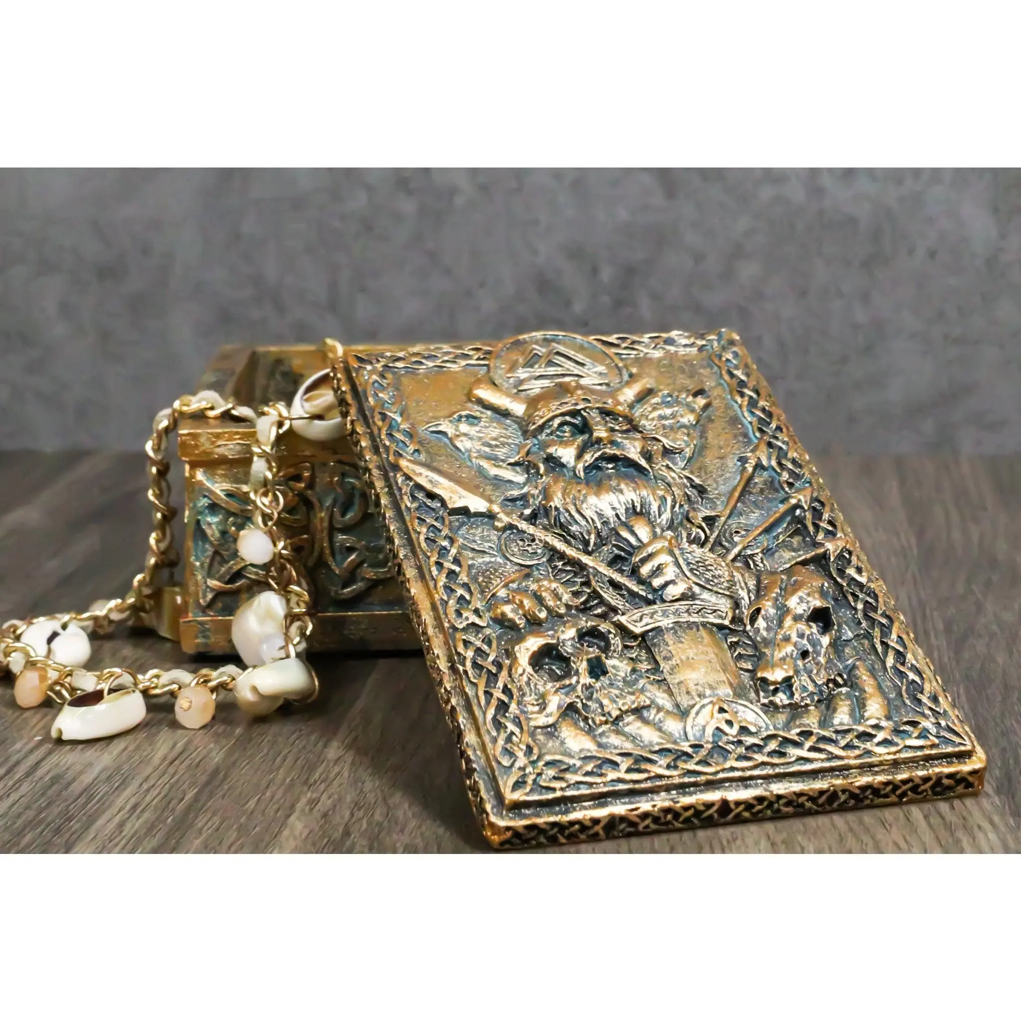 Viking Chief God Odin The All Father With Ravens Arrows War Trinket Box Figurine