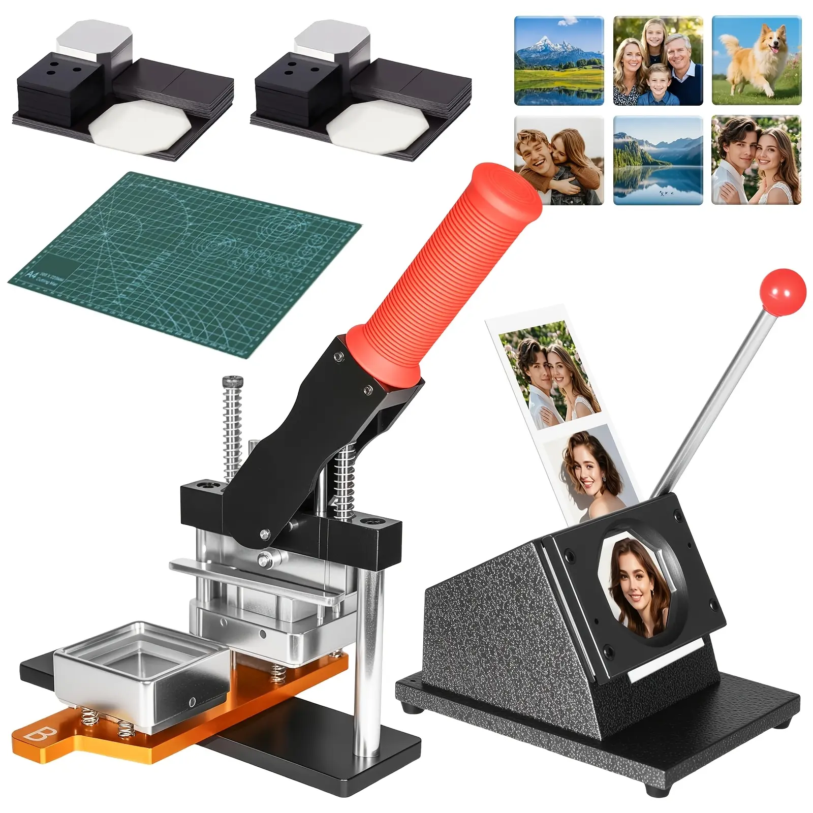 2X2 Inch Fridge Magnet Maker Kit Photo Button Badge Press Machine with Circle Cutter 200pcs Supplies