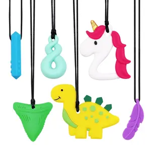 FN11 Chewy Necklaces Sensory, 6 Pack Chewable Necklace for Autism Boys Girls and Adults with ADHD or Special Needs, Chew Necklaces for Sensory Kids Reduces Chewing Fidgeting for Children Chewers