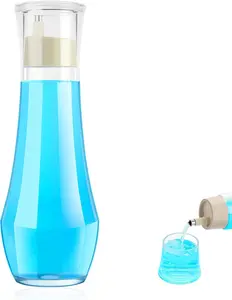 Glass Mouthwash Dispenser for Bathroom, 8.8OZ Mouth Wash Container Bottle with Lid Cup, Small Clear Refillable Mouthwash Holder Decanter for Countertop, Multifunctional Glass Bottle