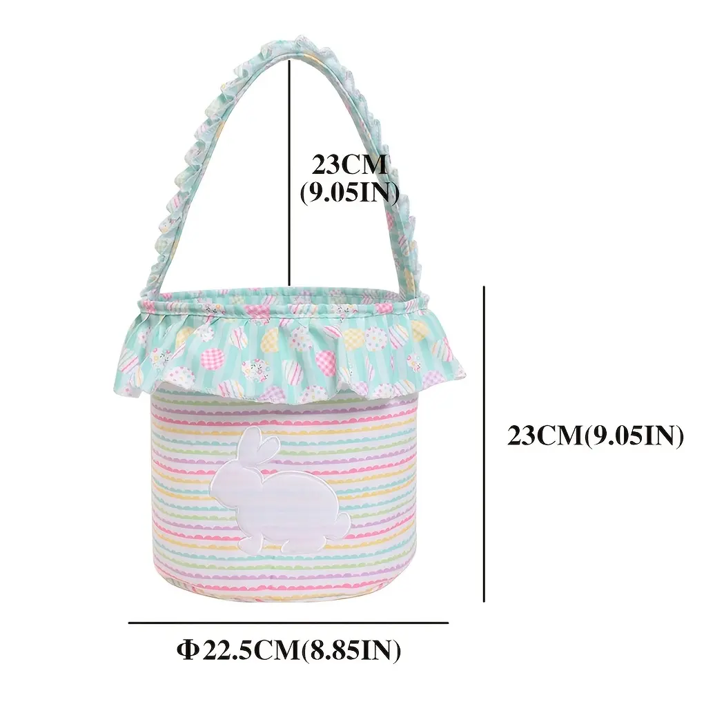 Customizable Easter Basket with Bunny Embroidery - Personalized Egg Hunt Baskets for Candy Storage, Gift Totes, and Festive Decorations (Polyester Material), Gift Basket home decor
