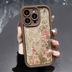 Phone Pink flowers Case for iPhone 16 15 14 Pro Max 13 12 11 XR XS Plus Shockproof Non Slip Military-Grade Protection Silicone Cover