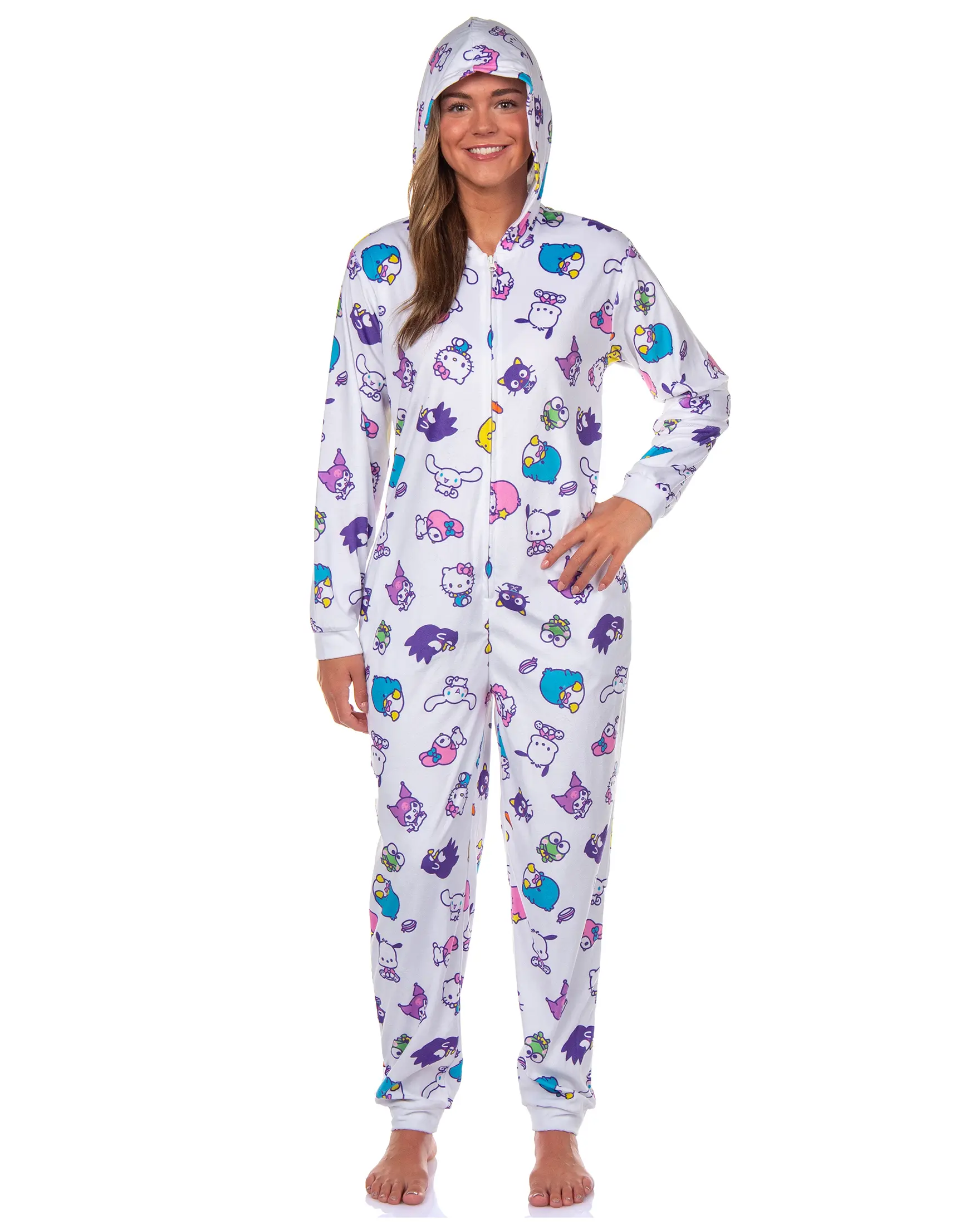Sanrio Hello Kitty and Friends Pajama Kuromi My Melody Keroppi Character Hooded Union Suit Sleepwear Sanrio Hello Kitty and Friends Pajama Kuromi My Melody Keroppi Character Hooded Union Suit Sleepwear