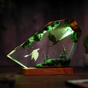 Table Gaming Set up Decor, Diorama Dragon Night Light, Custom Movie Lamp, Lighting Home Decor, Black White Dragon Lamp, Desk Lamp, Handcrafted Gift, Handmade Lamp, Gifts idea