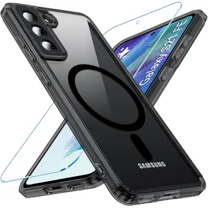 for  Galaxy S21 FE 5G Case , S21 FE Phone Case with Screen Protector [Compatible with MagSafe], Matte  Slim Shockproof Protective Case for  S21 FE, Black