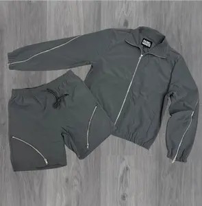 Rebel - SET - Zipper windbreaker Shorts & Jackets - Grey - 901501