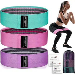 Resistance Bands Yoga Starter Sets for Women and Men 3 Set of Stretch Exercise Workout Bands for Booty Legs Elastic Pilates Flexbands leg butt elastic workout band squat yoga stretch strap fabric loop exercise band gym accessory muscle gain portable
