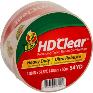 HD Clear Packing Tape 1 Roll Heavy Duty Clear Strong Packaging Tape for Shipping Moving Boxes Packing Supplies 1.88 In x 54.6 Yards
