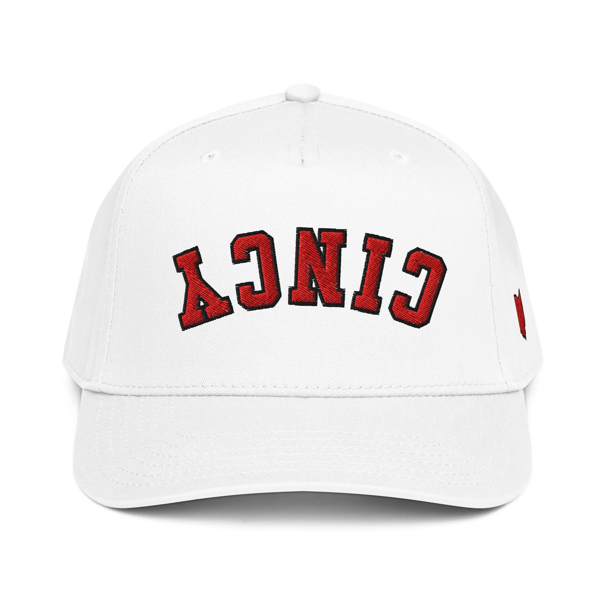 Upside Down Red Curved Cincy Hat