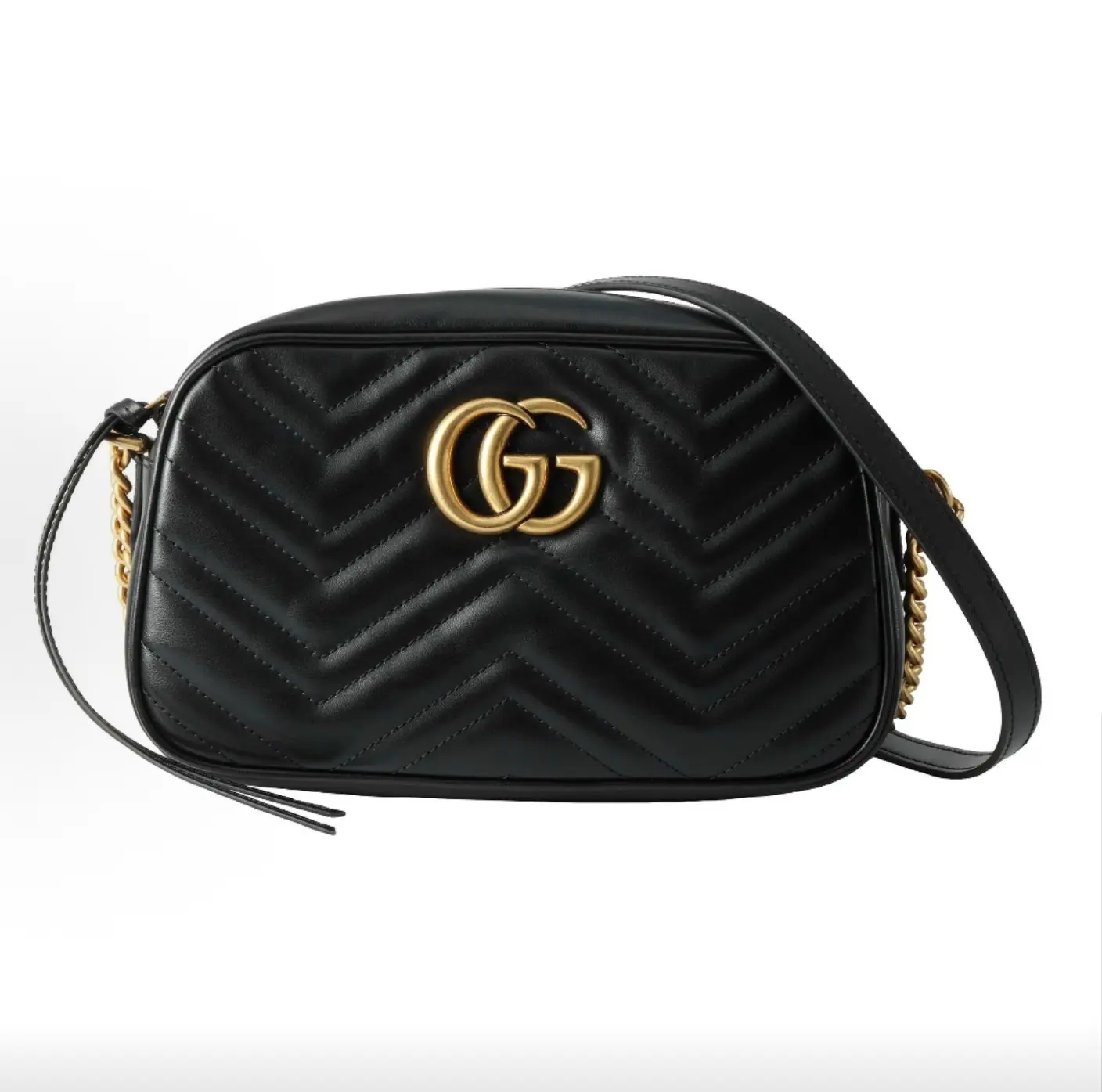 Pre-owned GUCCI GG Marmont Mini Black Gold Camera Bag Shoulder & Crossbody Bag