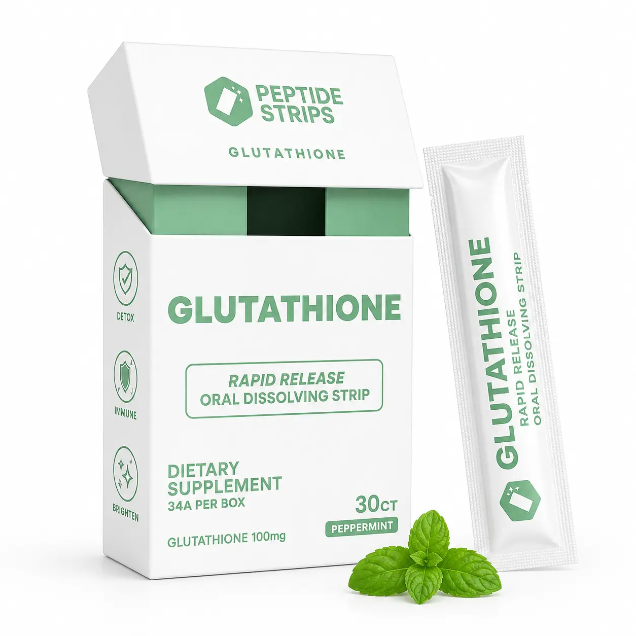 Peptide Strips Glutathione Rapid Release Oral Dissolving Strips | 30 Count