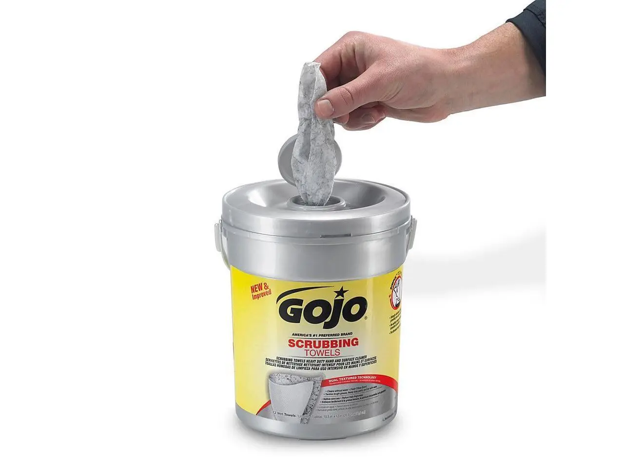 6396-06 GOJO 72 Count Canister Scrubbing Wipes - Single 1 Bottle