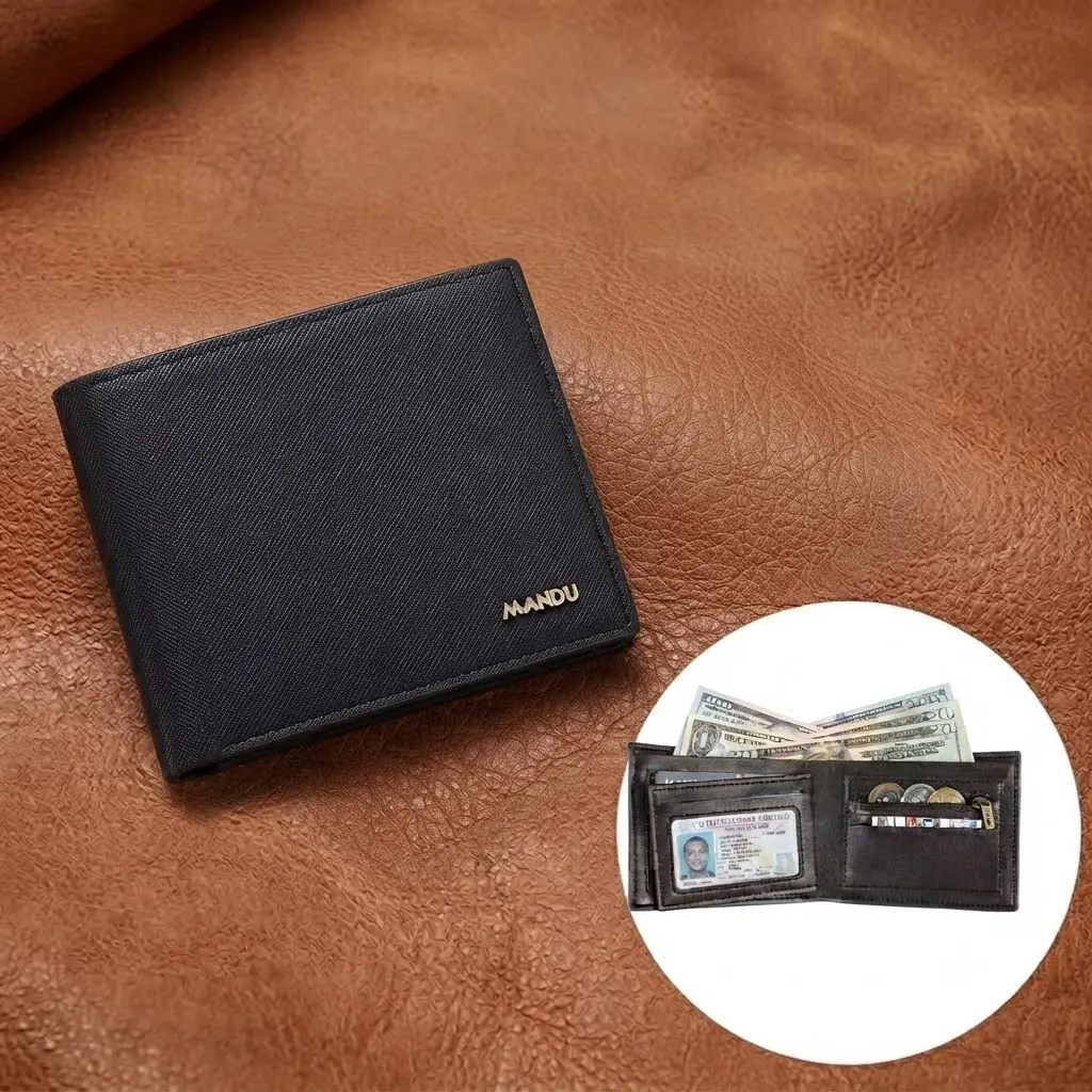 Men's RFID Blocking Leather Wallet, Slim Bifold Wallet with Multiple Card Slots & Cash Holder