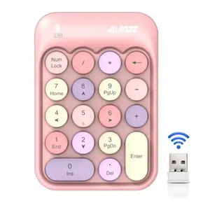 AJAZZ AK18 Calculator Laptop Desktop Computer Punk Roundkey Cap Numerical Keyboard Wireless Mini Keyboard 18 Key Cute Female External Keyboard Student Calculator Financial Cashier Accounting Keyboard Numeric Keypad