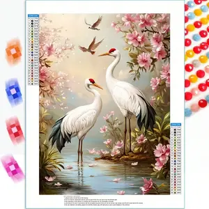 5D Diamond Painting Set | Crane under Peach Blossoms - Suitable for Adults or Beginners, Diamond Embroidery Art, Acrylic Paint, Diy Kit, Ideal for Home, Office, and Festive Decorations, Diamond Painting Kits