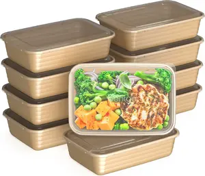 Prep - 20-Piece 1-Compartment Reusable Meal Prep Containers with Lids, PFAS & BPA Free Materials, Durable, Microwave, Freezer, & Dishwasher Safe To Go Food Storage (Gold)