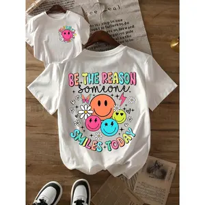 Positive Vibes Graphic Tee | "Reason Someone Smiles" Colorful Smiley Face Top | Women's Casual Short Sleeve