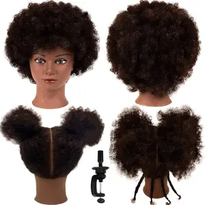 Mannequin  with  Human Hair Curly  Manican Mannequins Heads with Stand for Display Practice Braiding Styling   Hair Styling