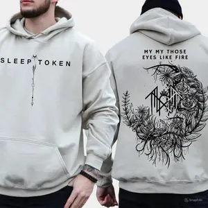 Sleep Token Hoodie “My My Those Eyes Like Fire” – Aesthetic Floral Graphic Hoodie, Streetwear Style for Music Lovers