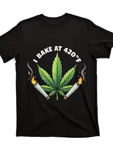 Men' & Suitable for 420 Culture T-Shirt - Leaf Smoke Print & 420 Number Design, Breathable Crew Neck Tee for 4/20 Events, Casual Wear, Pharmacy Outfits - Iconic Drug-Themed Casual Wear