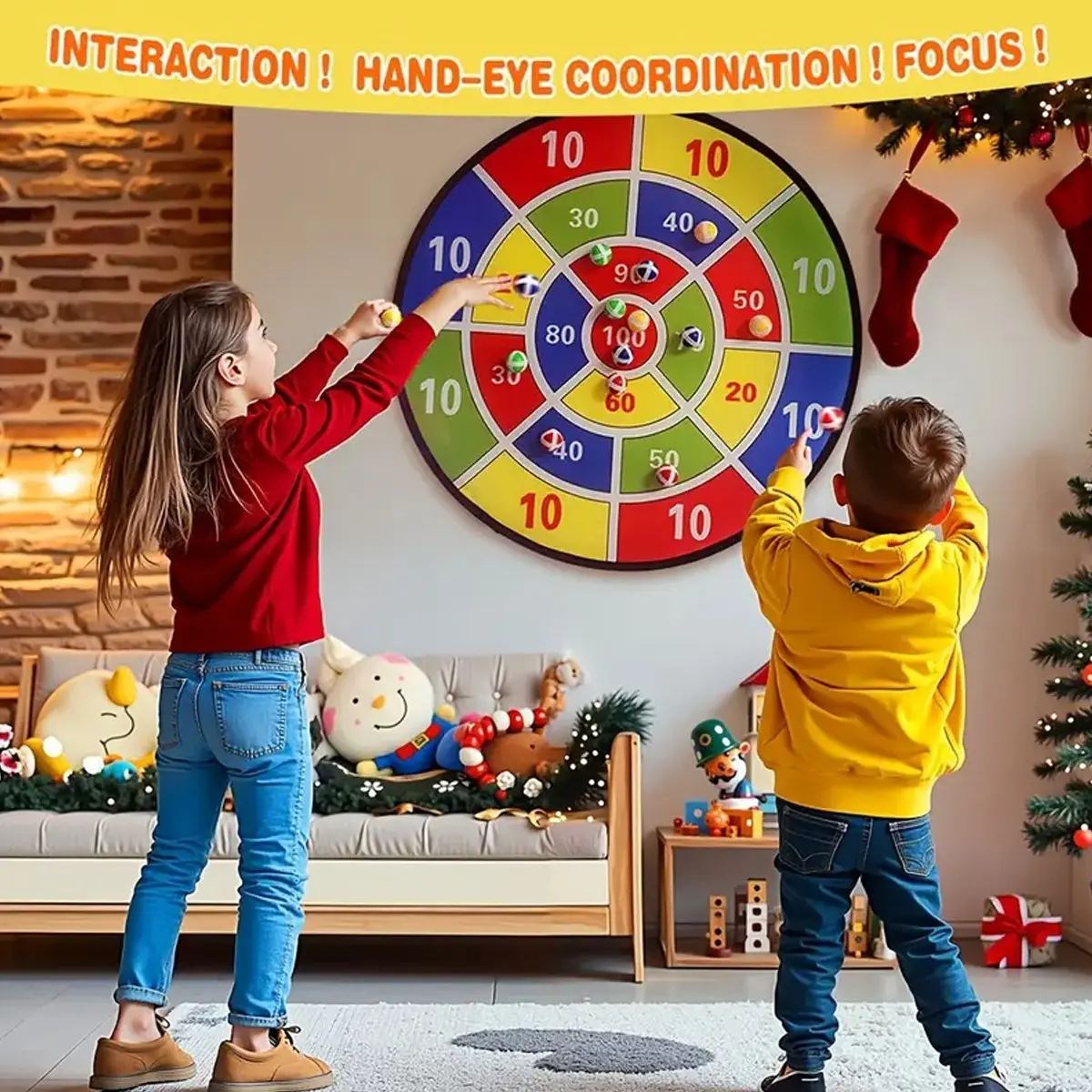 Kids Sticky Dart Board, 3 Sizes 36/66/74cm, No Sharp Points, Safe Indoor Outdoor Toy, Parent-Child Interactive Puzzle Gift, Darts Set, Dartboard