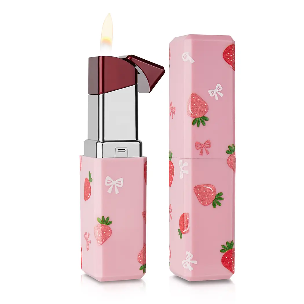 Soft Flame Refillable Butane Lipstick Lighter, Novelty Adjustable Open Flame Lighter with Two Adjustment Sheet , Nice Gift for Girls,Women,Girlfriend on Birthday,Anniversary