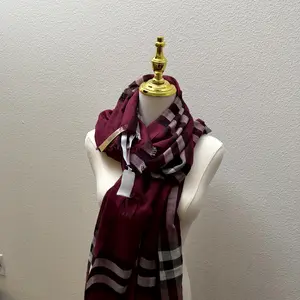 Pre-owned BURBERRY Burberry Burgundy Cashmere Silk Blend Check Scarf Bag Accessories Burgundy Cashmere Silk Blend Check Scarf Burgundy Cashmere Silk Blend Check Scarf Burgundy Cashmere Silk Blend Check Scarf burgundy check scarf from Burberry