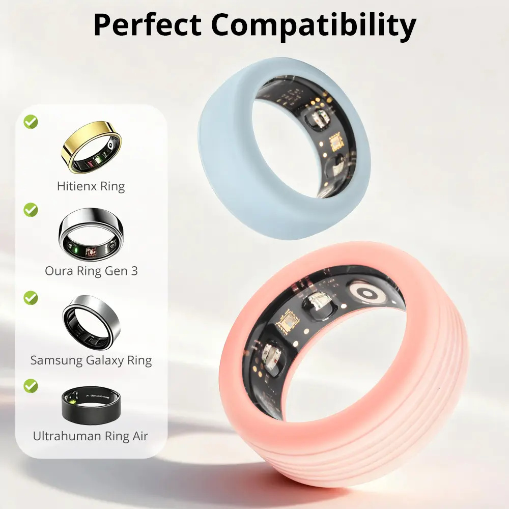 COLMI Soft Silicone Protective Ring Cover for Smart Ring R02-R10-R03, Open Sensor Areas Keep Tracking On, Sensor Access for Fitness Users, Lightweight Durable Accessory, S(US7-9)/M(US10-13), M(Blue:10~13 Size), Work/Fitness Protection, Exchange Offer