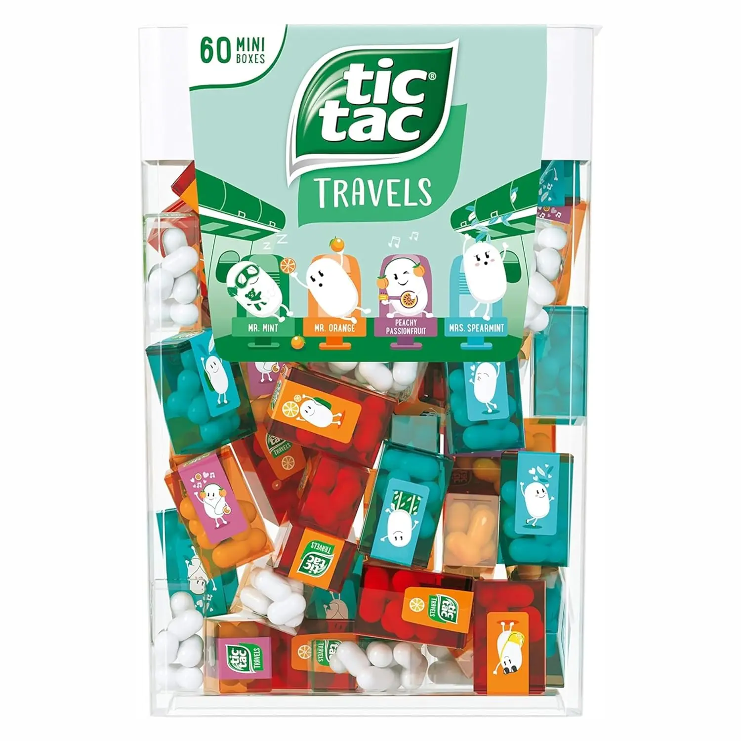 Tic Tac Mini Boxes Variety Pack (60 Count) | Mint, Orange, Spearmint, Peach & Passion Fruit | Fresh Breath Candy Mints 234g