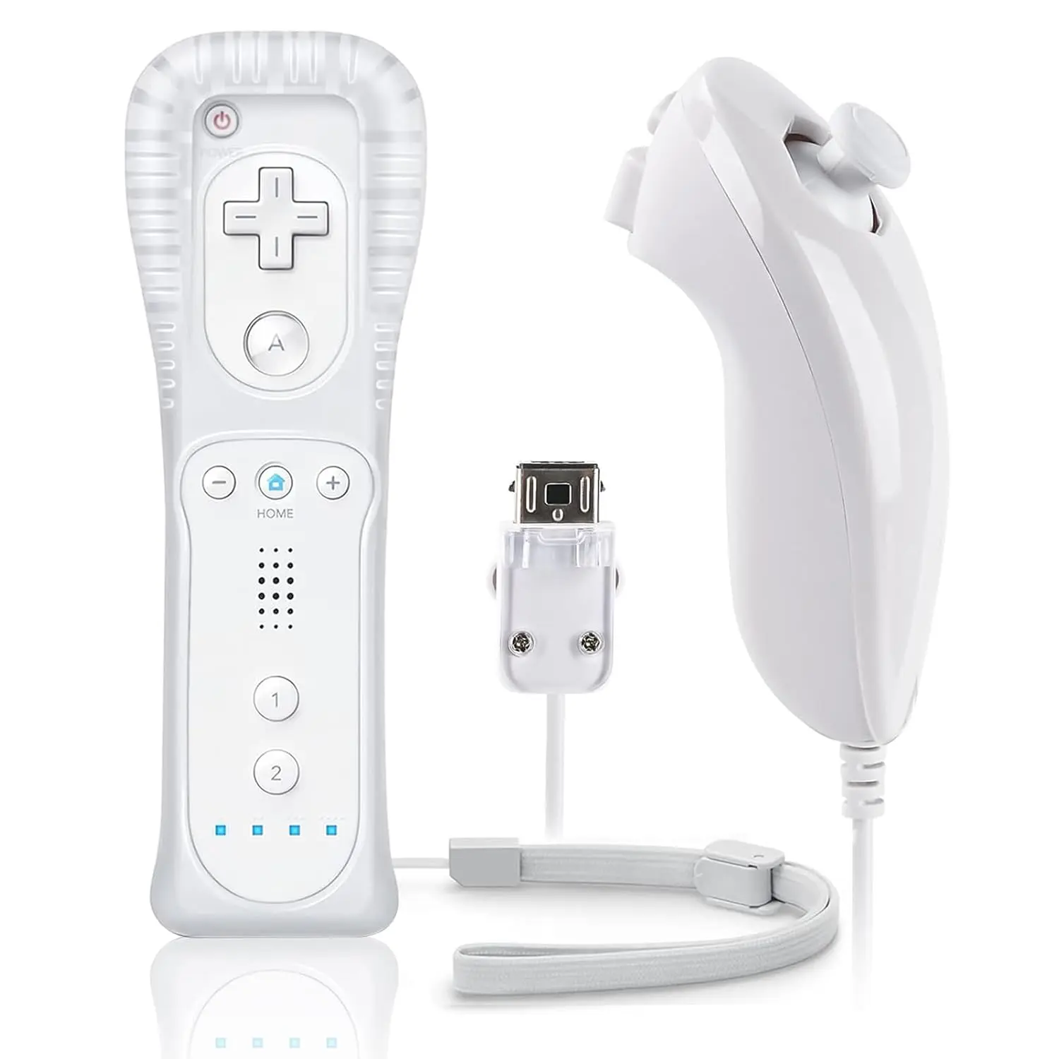 Wii Game Remote Controller with Nunchuck Set Grip, Wireless Gamepad Controllers, Compatible with Nintendo Wii/wii U Console, Includes Silicone Protective Case and Wrist Strap