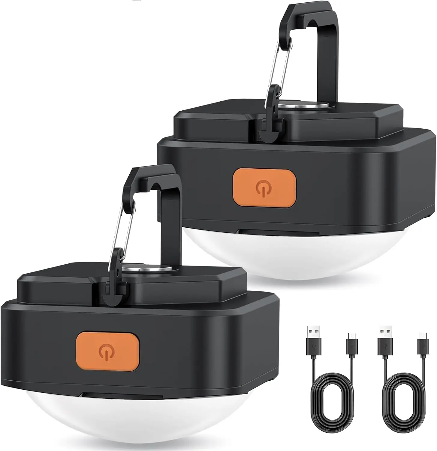 Rechargeable Camping Lights OLDBER 2Pcs Black Tent Lights Mini Flashlight Portable LED Camping Lantern Survival Gear Camping Accessories for Hiking Backpacking Fishing Hurricane Emergency Outage