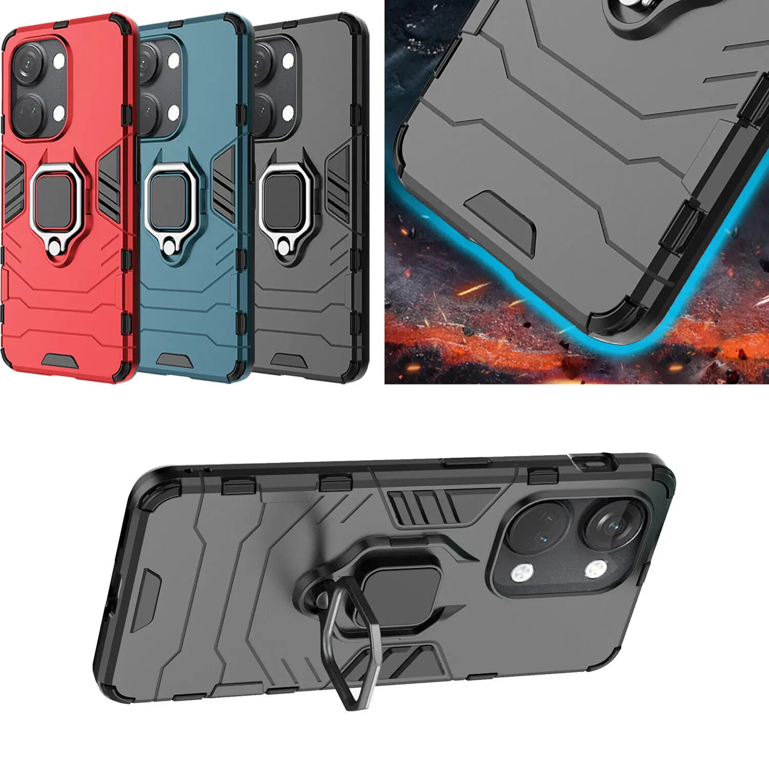 Doemoil For OnePlus 12/11/ACE 2V/CE3 Lite/Nord 3 Phone Case Shockproof Rugged Kickstand