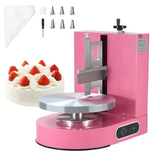 VEVOR Cake Decorating Machine, TikTokShopBlackFriday, Cake Cream Spreading Coating Smearing Machine, Low Noise Cake Frosting Machine, Turntable with Adjustable Scraper, for 6" to 14" Cake, 25-320RPM Rotating Speed, Pink