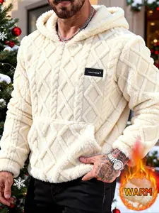 Men's Fall Winter Christmas Pajamas, Fashion Casual Fleece Hooded Sweatshirt, Loose Fit Plush Fabric, Perfect for Daily Wear, Fleece Hoodie