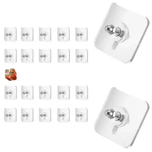 Self-Adhesive Photo Frame Hooks (20PCS, Buy 10 Get 10 Free) - Stainless Steel & Ceramic, Smooth Lightweight Wall Mount Hooks with Easy Installation for Bathroom, Kitchen Home Organization & Organiser