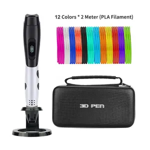 06a Super 3D Printer Pen, 5m*10 Colors Pla Filament, Includes Handbag, 8 Pattern Books, Perfect Gift, Abs Material
