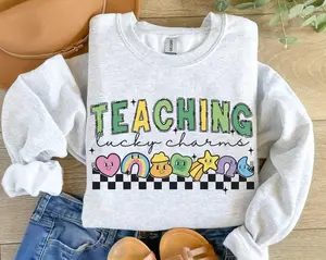 Teaching Lucky Charms St. Patricks Day Sweatshirt, Teacher Crewneck Sweatshirt, Saint Patricks Day Sweater Gift For Teacher, Teacher Sweater