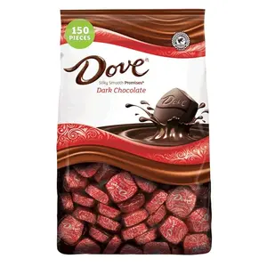 DOVE PROMISES Dark Chocolate Candy Individually Wrapped Bulk Pack( 43.07 oz, 150 Piece) Bag Organic Low Sugar Low Fat Natural Pack Snack Dessert Organic Low Sugar Low Fat Natural
