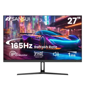 SANSUI 27 inch gaming monitor 165Hz 1ms Computer Monitor with Built-in Speakers FHD 1080P Adaptive Sync 100% sRGB DPx1 HDMIx2 Ports VESA Compatible, Tilt Adjustable(ES-G27F2S HDMI Cable Included)