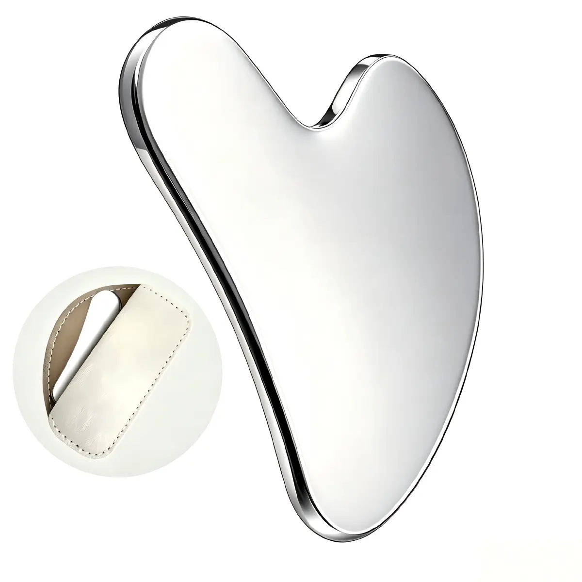 304 Stainless Steel Gua Sha Tool for Lymphatic Drainage, Jawline Sculpting & Cold Therapy | Face Scraping Massager with Leather Storage Pouch, Self Care Products, Scraper Tool, Luxurious, Thickened Steel, Luxury, Facial Tool, Beauty Tools, Face