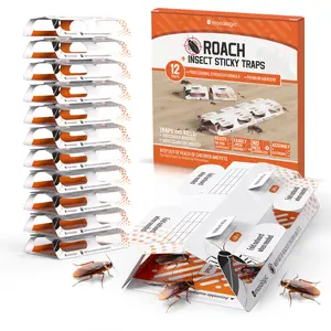 Mosalogic 12 Pcs Sticky Roach Traps for Home - Powerful Glue Boards Indoor, Safe for Pets, Foldable Insect Catcher for Kitchen Bathroom, Spider & Cricket Trap​