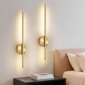 Rechargeable Wall Sconce Lights, Battery Operated Wall Lights 3 Color Temperature, Gold Wall Lights Dimmable Wall Lamp Wireless with Remote Control Golden 50CM for Living Room Bedroom Hallway, 2 Pack