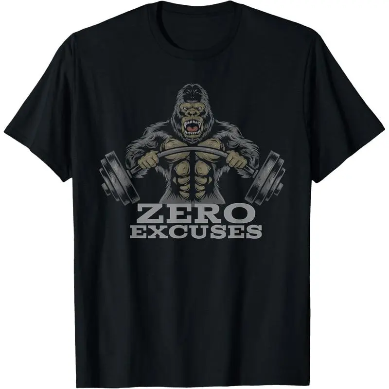 Fitness Weightlifting Gorilla No Excuses T-Shirt Made In USA t shirts