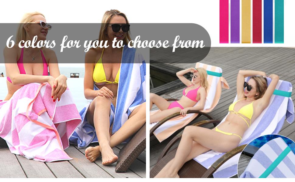[New Deal] 4 Pack Beach Towel Bands Beach Chair, Pool Chairs & Cruise Ship Essentials Towel Chair Clips Towel Holder (4 Mix)