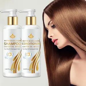 200ML Biotin & Collagen Hair Care Kit, Nourishing Shampoo for Dry Damaged Hair, Deep Repair Essence, Keratin & Argan Oil Moisturizer