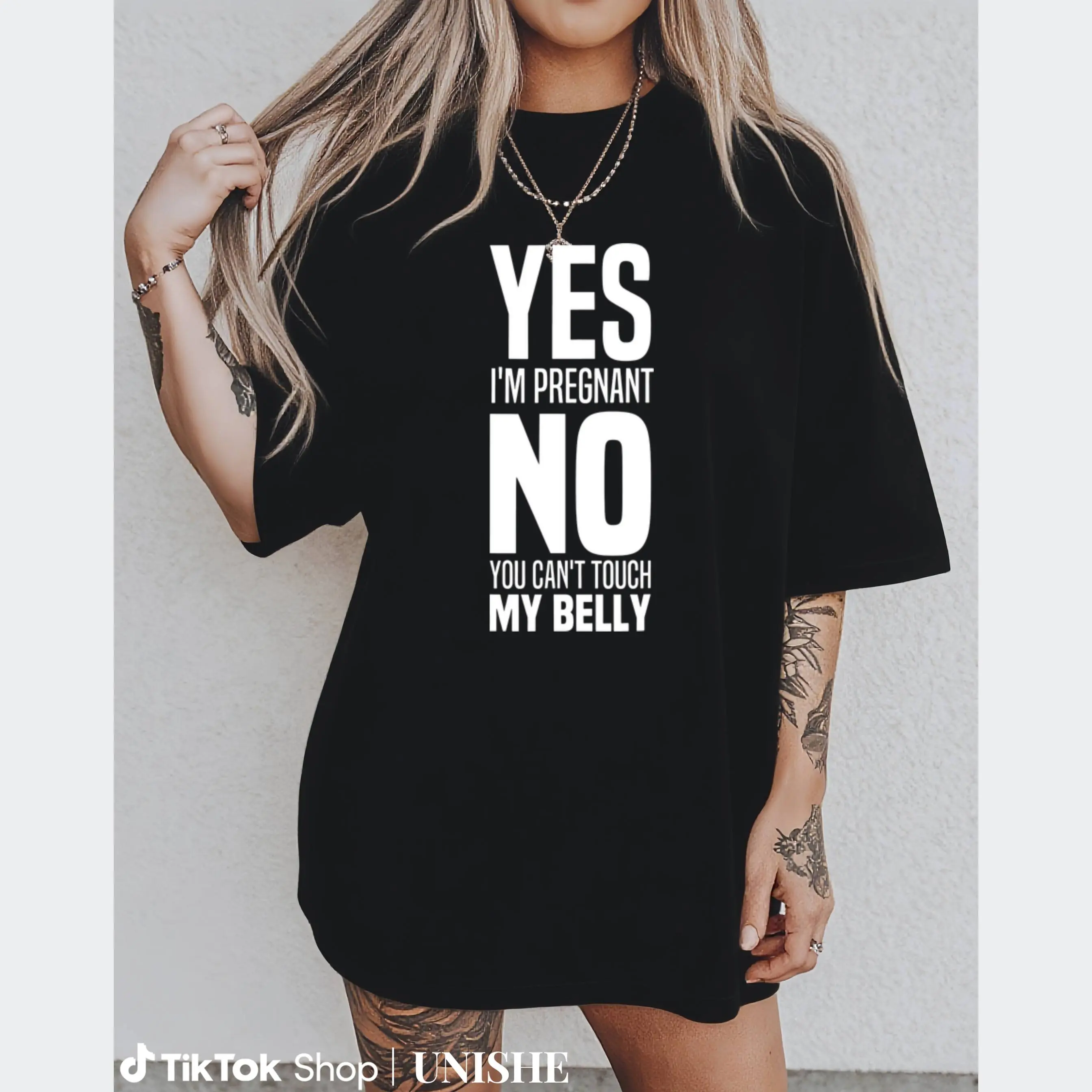 Yes I'm Pregnant No Touch My Belly Tee – Funny Unisex Cotton Maternity Shirt Pregnancy Clothes