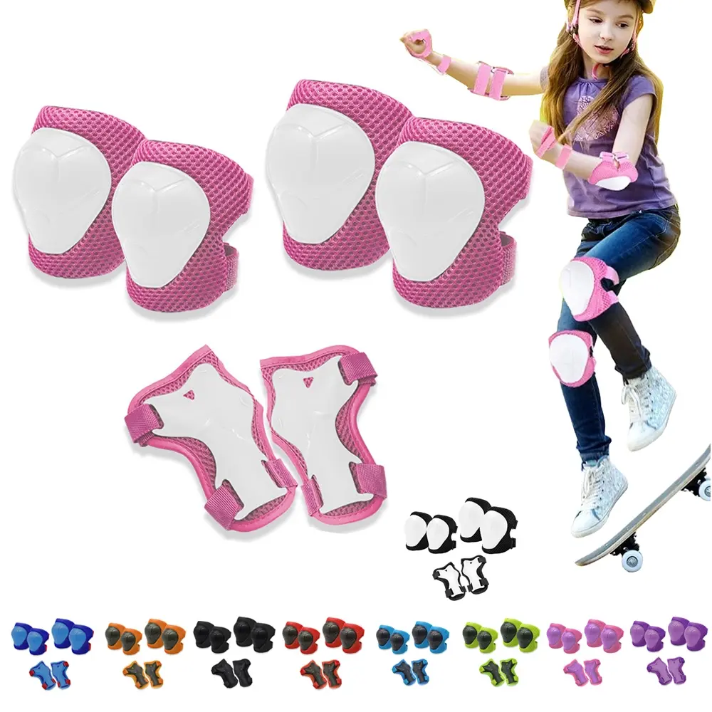 6Pcs/Set Kids/Youth Knee Pads Elbow Pads and Wrist Pads for Scooter, Skateboard, Bicycle Skateboarding Safety Accessories, Protective Gear