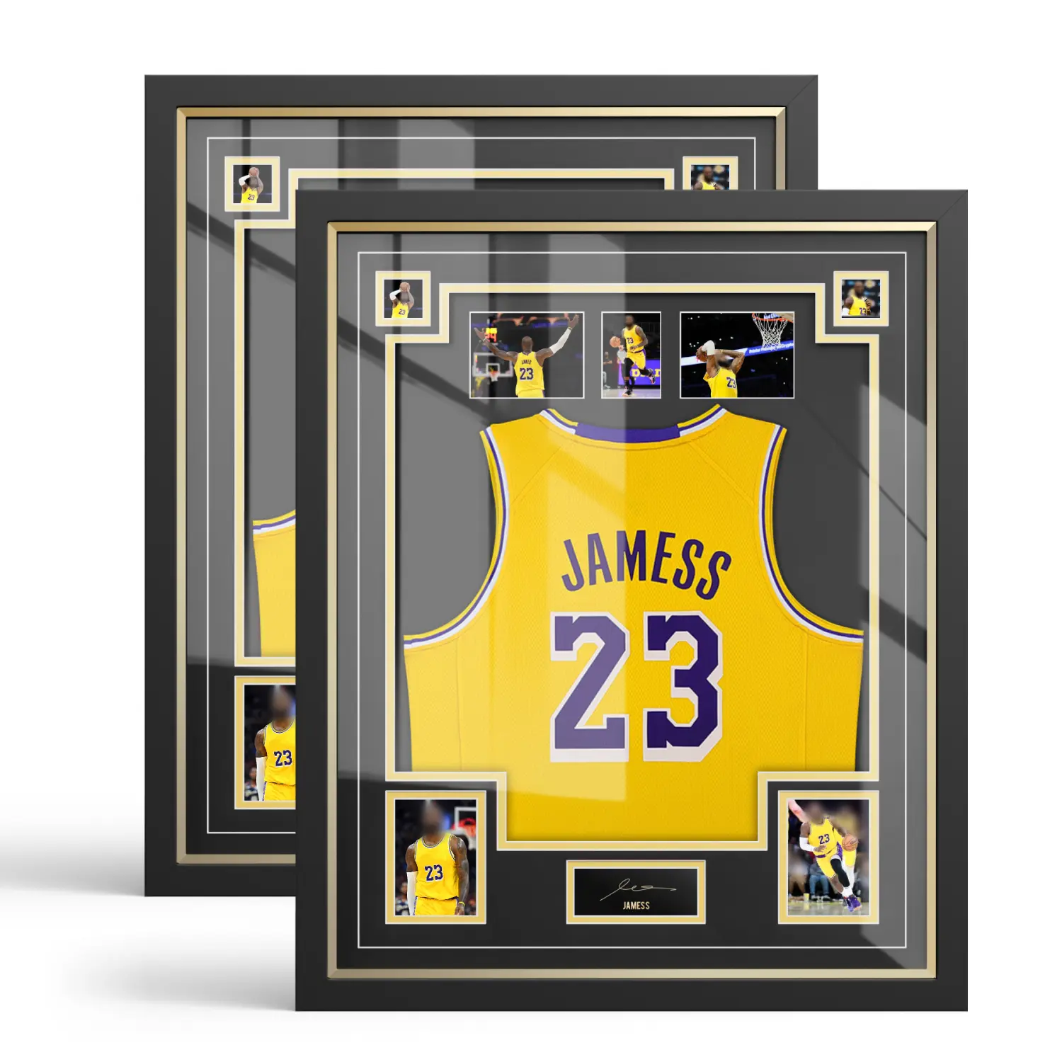 CCDCC Black Modern Large 28.3" x 34.6" Wooden Framed Jersey Display Shadow Box - High Quality Frame, Durable Sturdy Frame, Home Decor with Mats for Soccer/Basketball Shirts, Father's Day Gift
