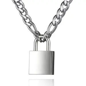 Padlock Necklace Punk Fashion Lock Chain Pendant Necklaces for Men Women 50cm/20" Chain chunky chains